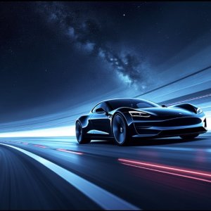 Black Tesla Roadster Space Backdrop