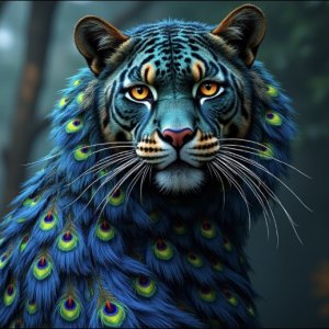 Tiger with Peacock plumage