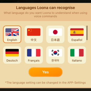 Loona robot recognised languages