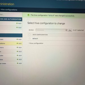 Hive Configuration successfully updated