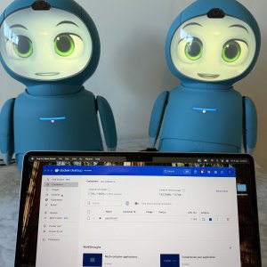 Success! Docker is running showing a blue square