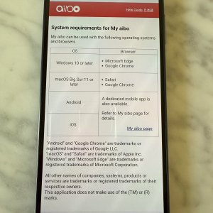 Trying to log into the My Aibo app unsuccessfully outside US/Japan