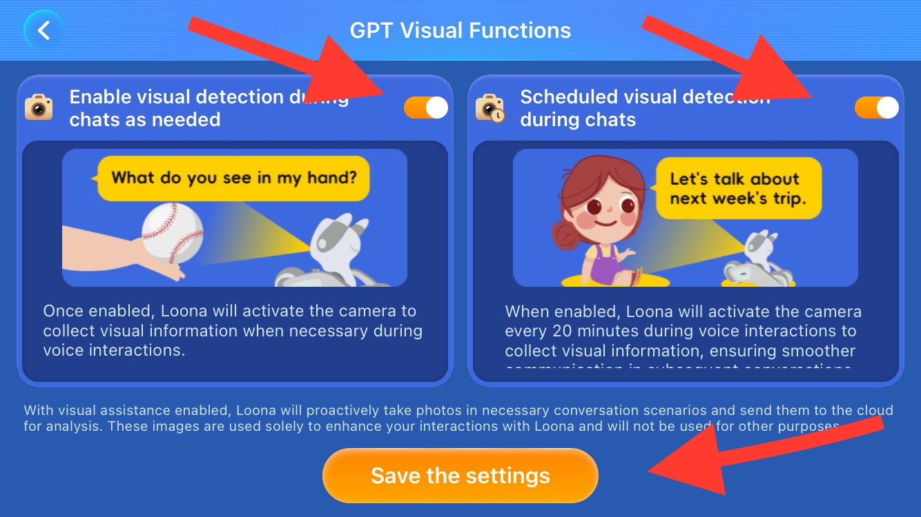 Adjusting GPT Visual Functions in the Hello Loona app