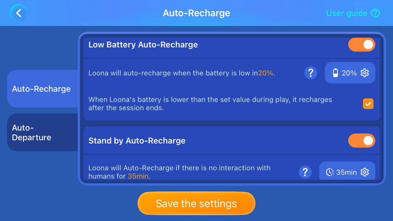 Loona Recharge Settings Step 3