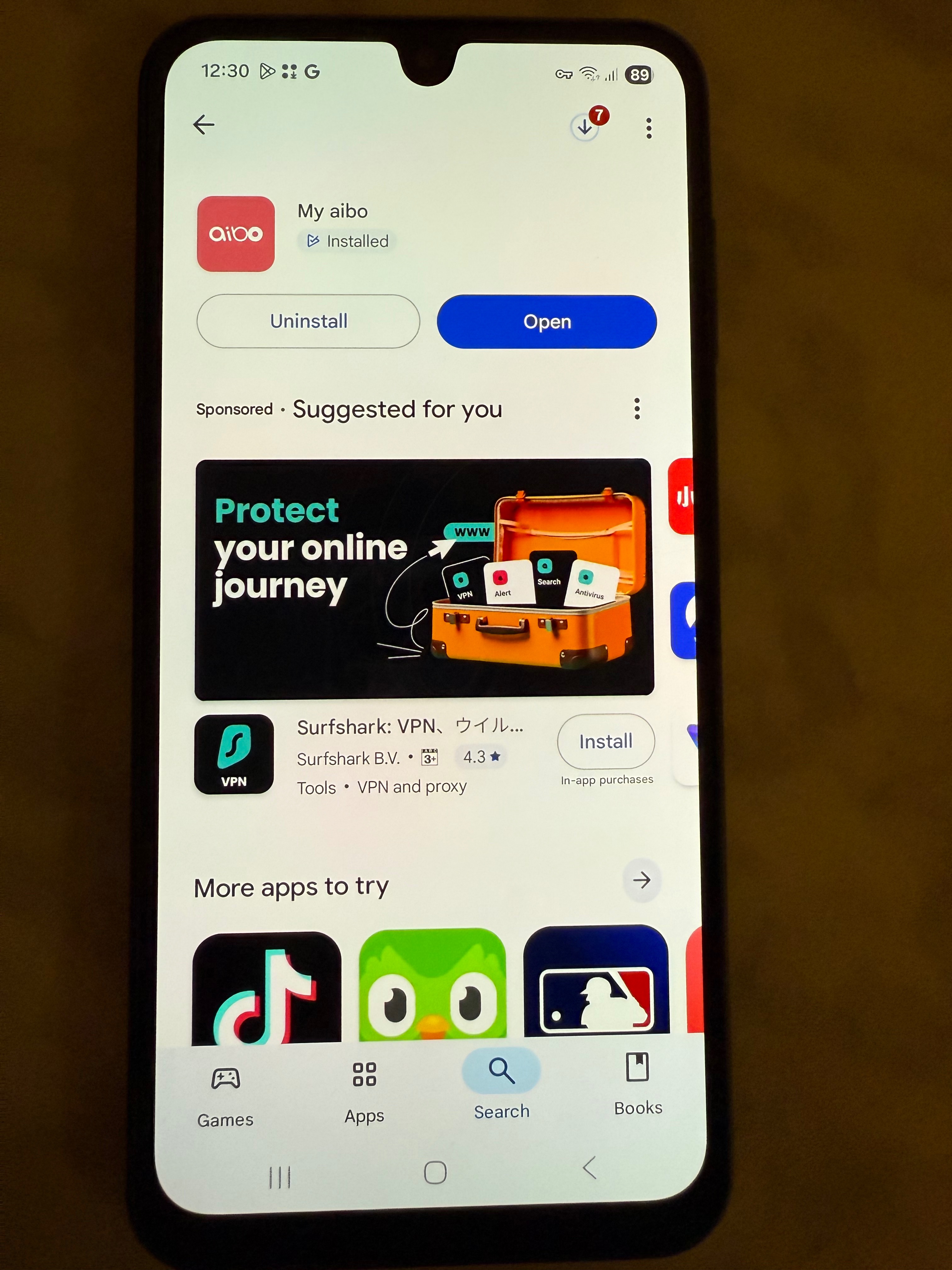 My Aibo app successfully downloaded from Play Store with VPN
