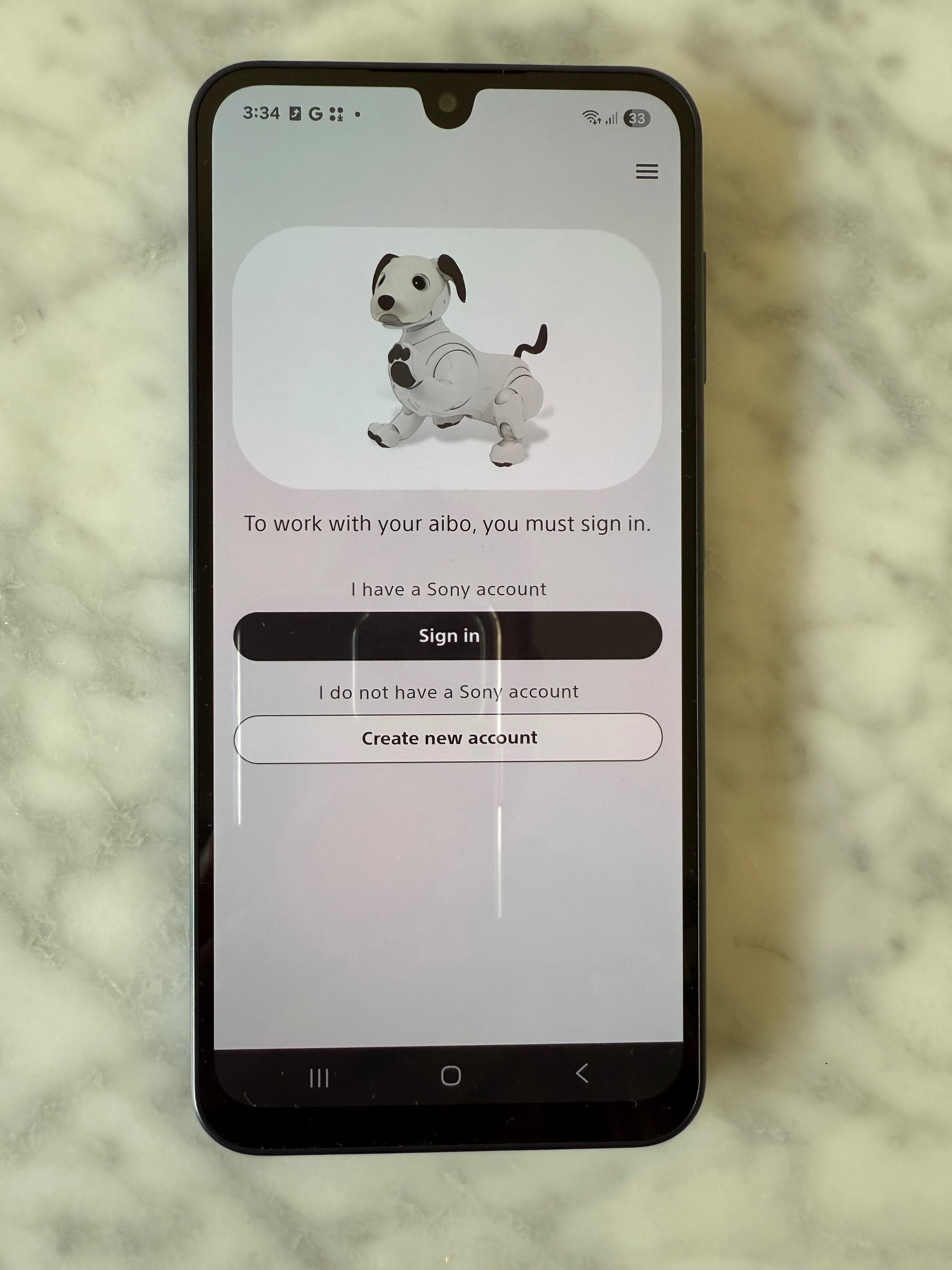 New My Aibo app interface