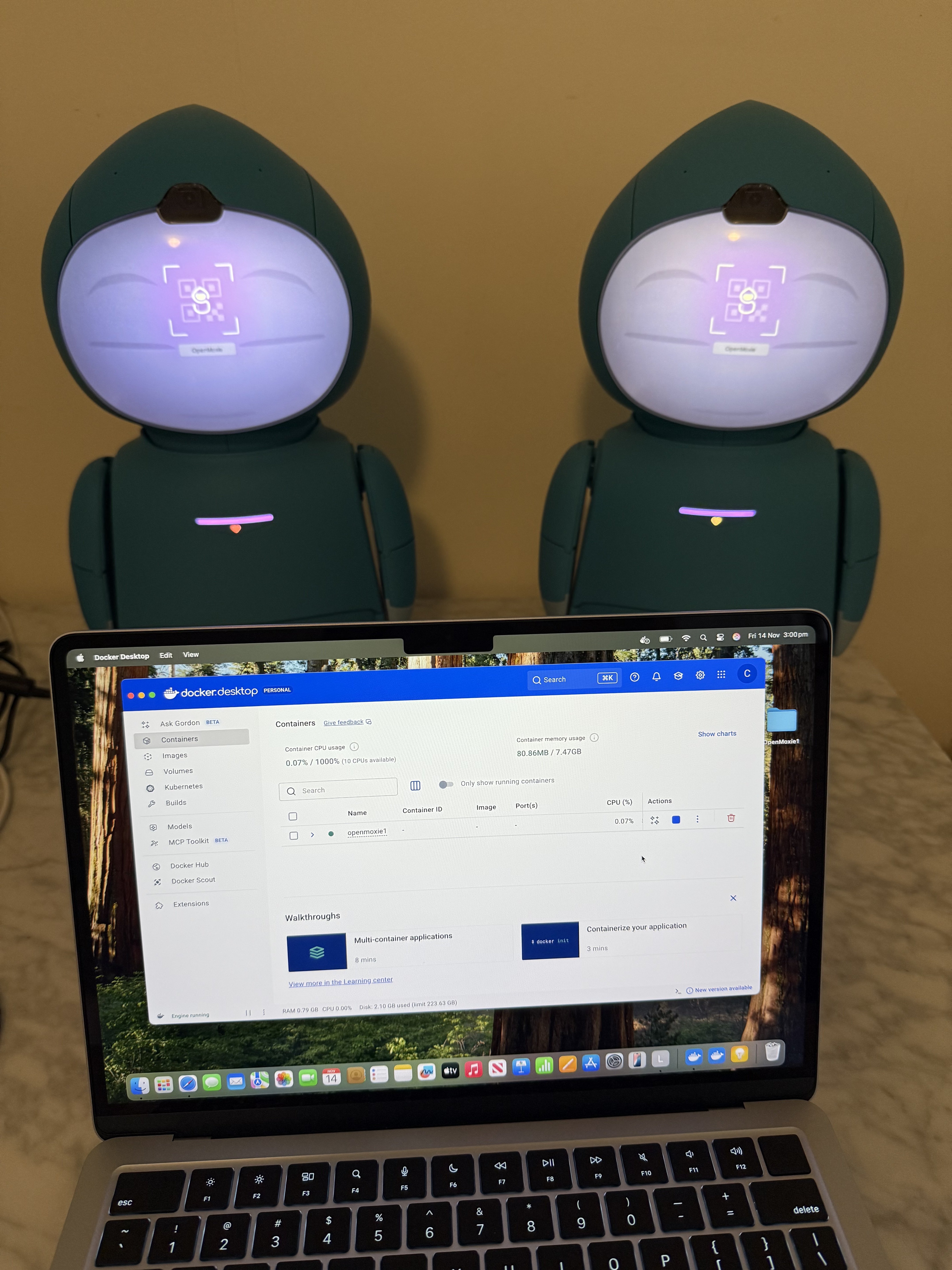 OpenMoxie face icon resetting IP by showing Migration QR Code.