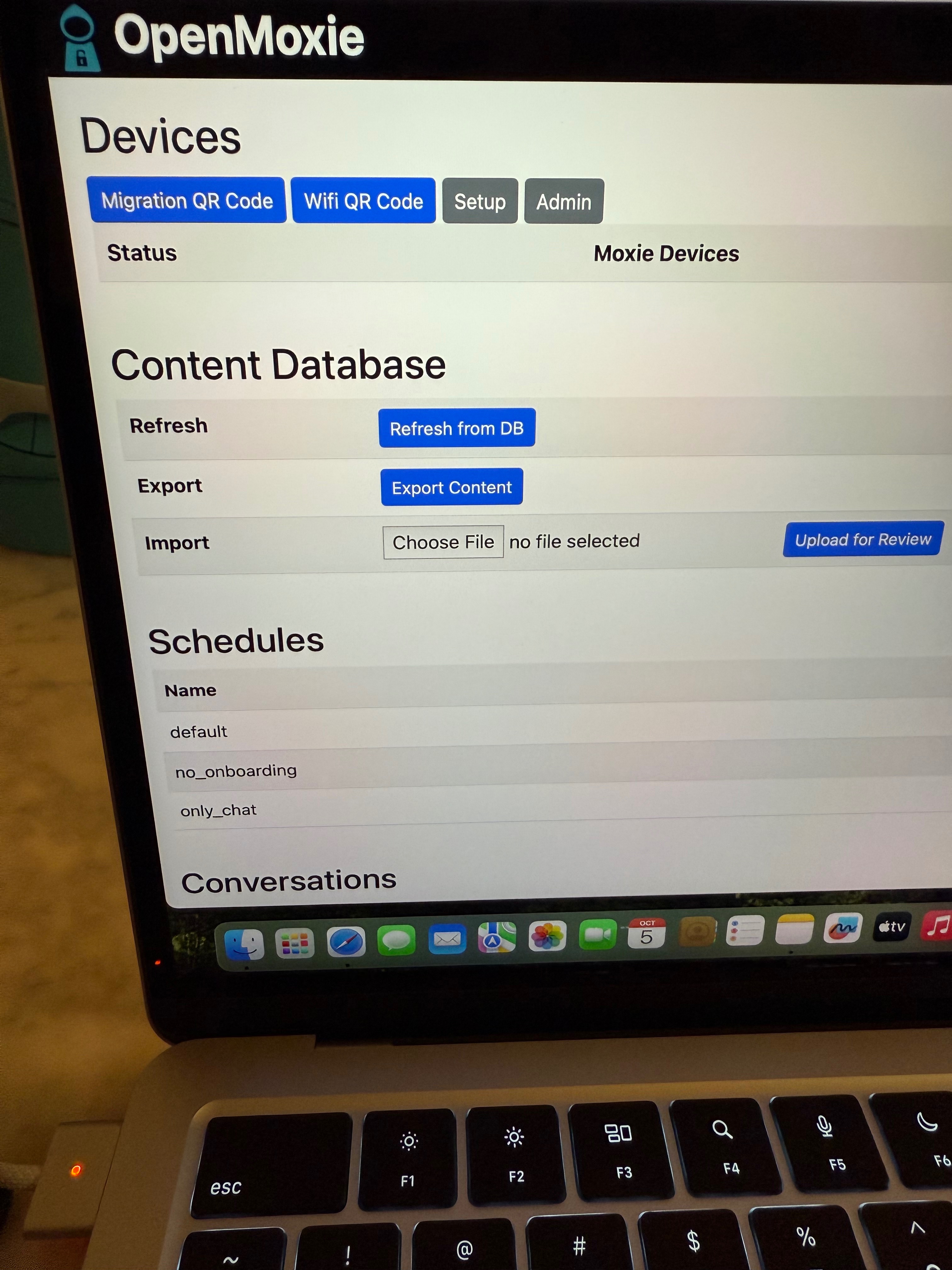 OpenMoxie interface.