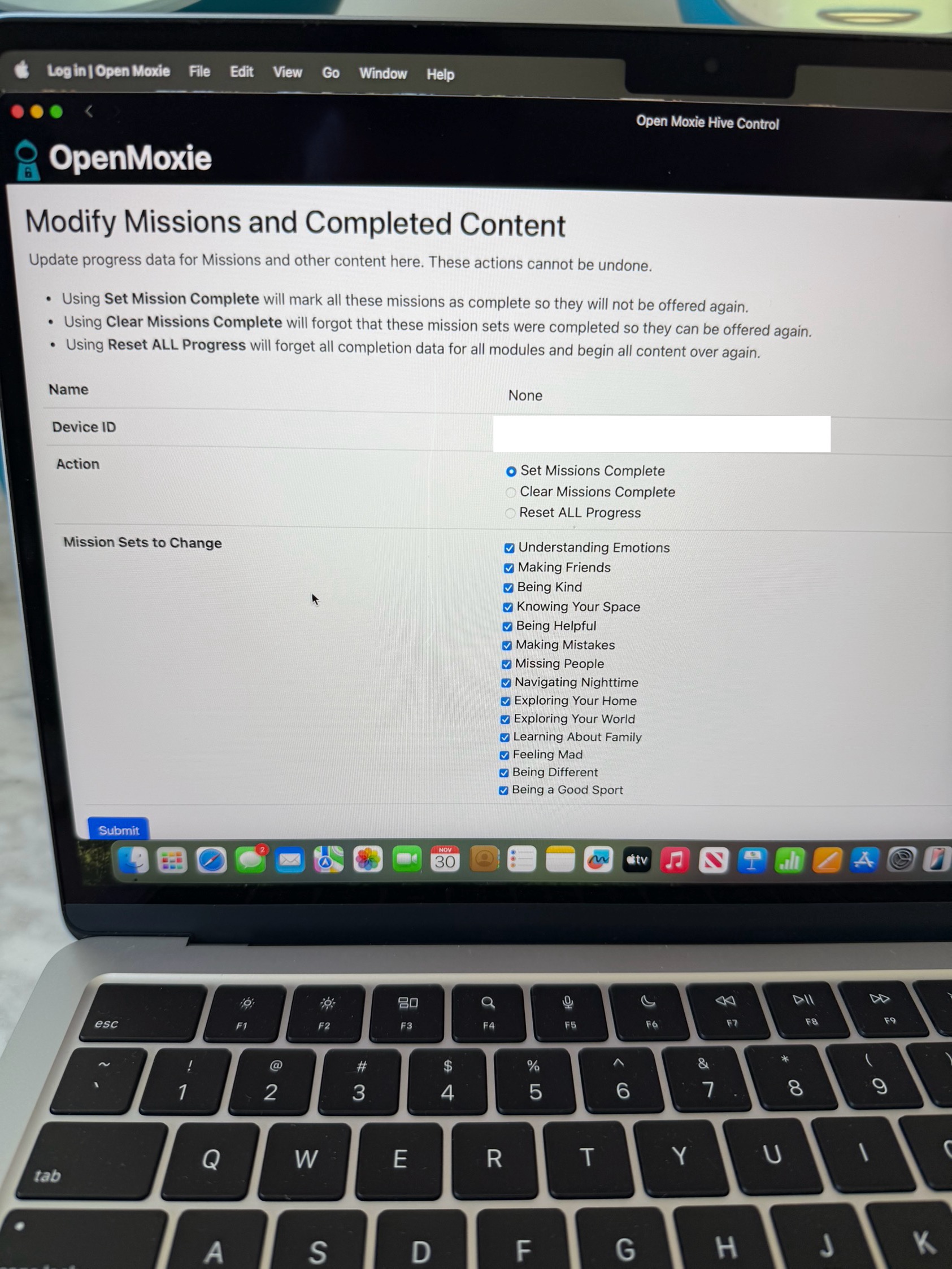 OpenMoxie Mission Settings