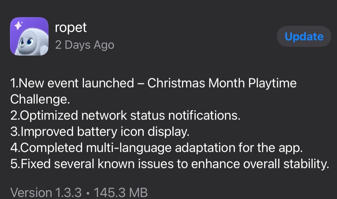 Ropet App Update Version 1.3.3