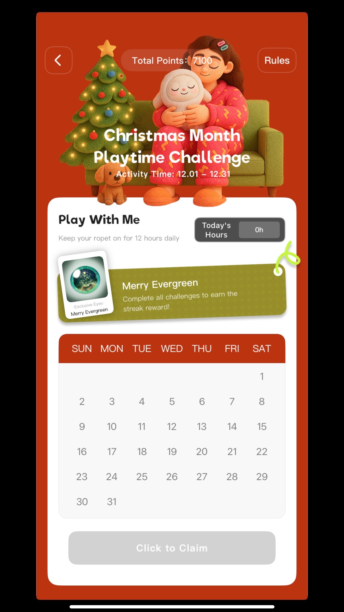 Ropet Christmas Challenge Daily Time Started