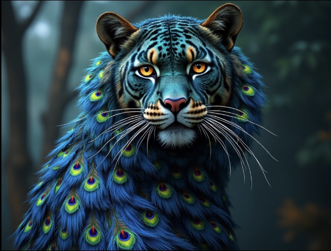 Tiger with Peacock plumage