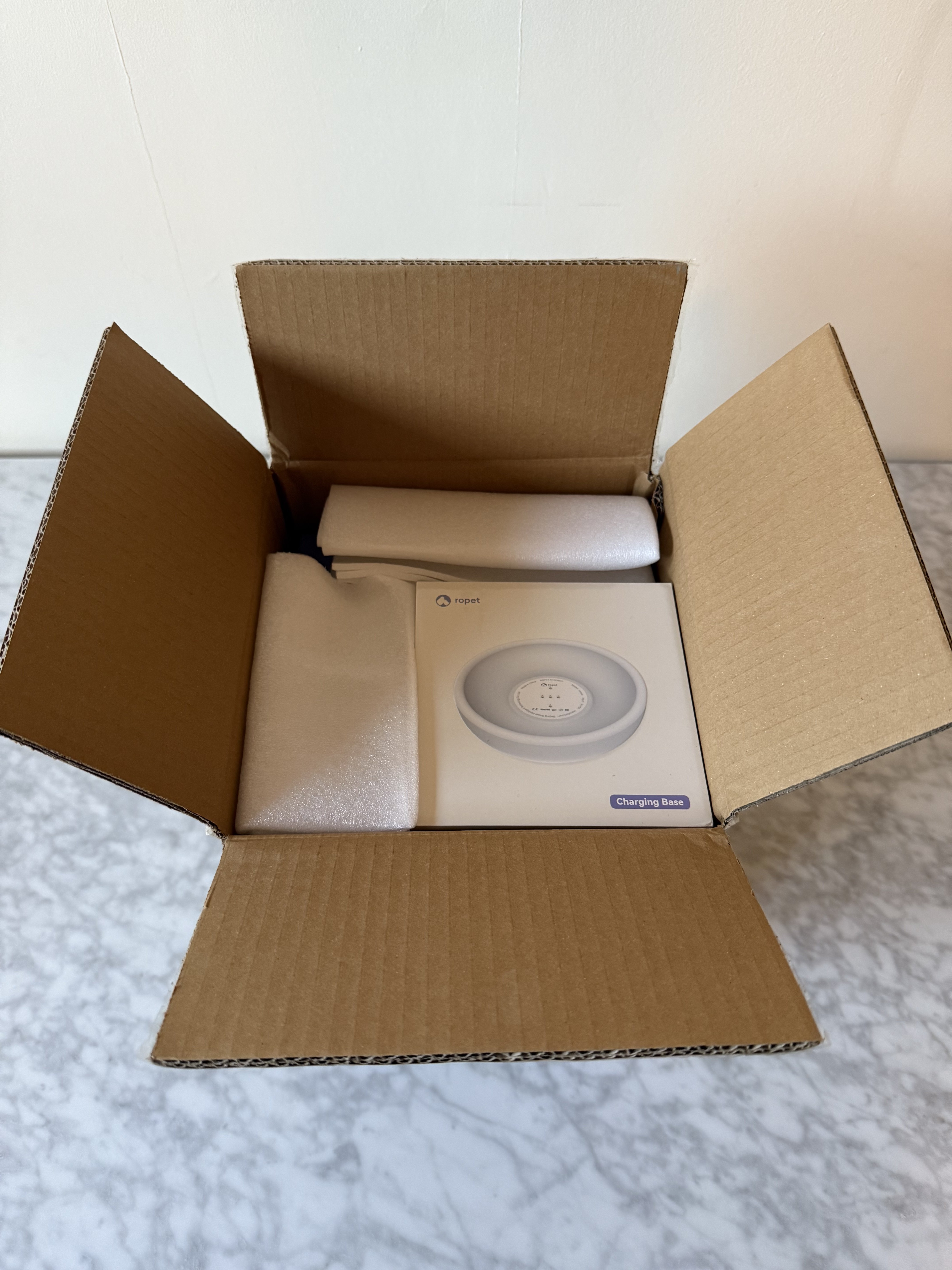 Unboxing Ropet’s shipping box. Ropet’s box safely secured inside.