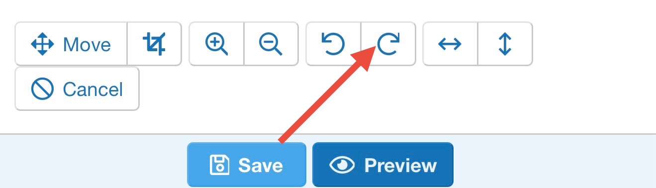 Use the circular arrows to rotate your image to the correct position.